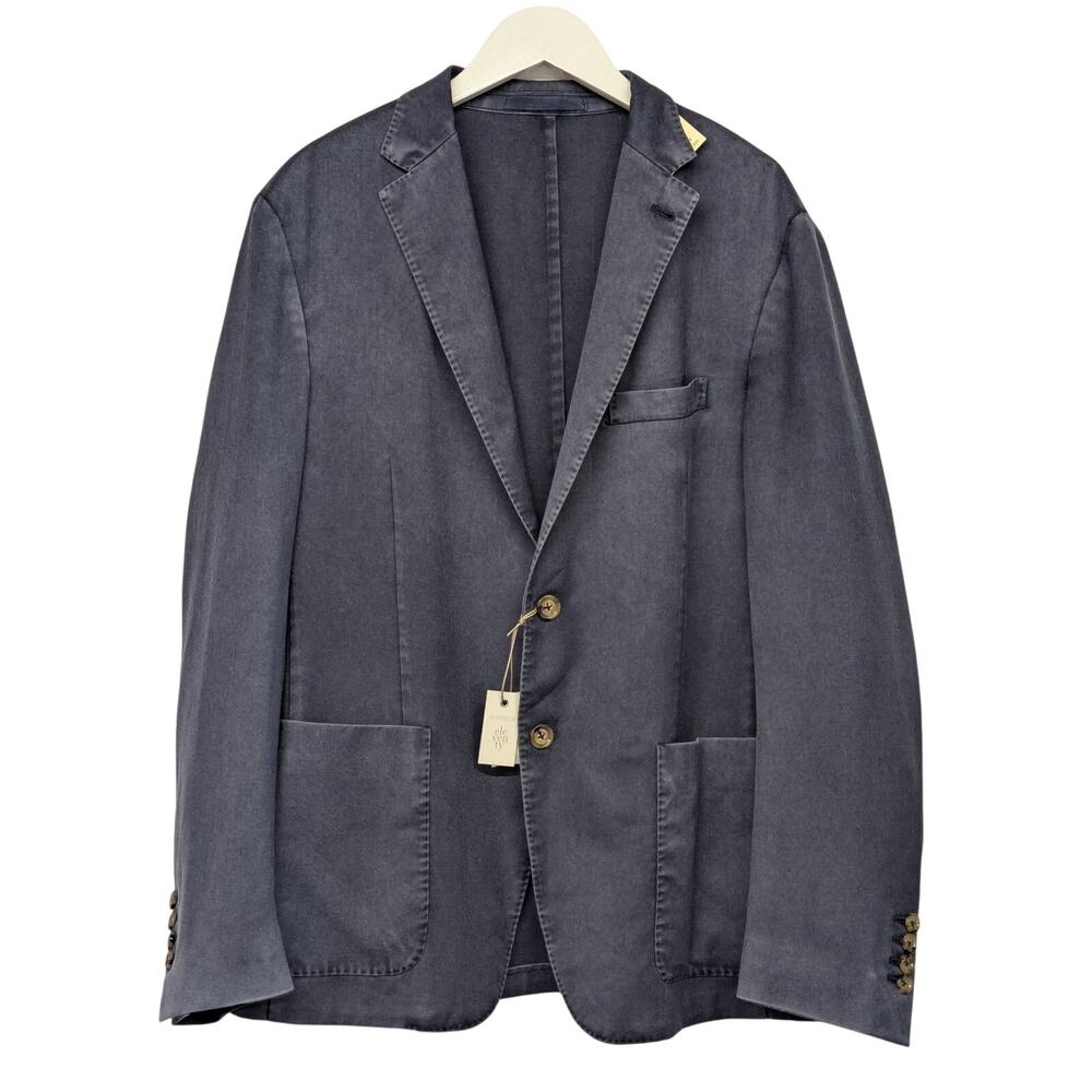 New $995 Eleventy EU sz eu 60 US 48  navy blue solid sport coat jacket midweight
